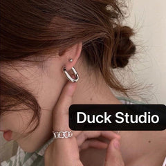 Oval Huggie Earrings