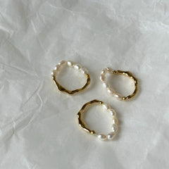 1 Piece Gold-Plated Ring with Irregular Shape Pearls