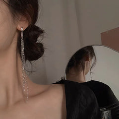 Silver Plated Drop Earrings with Crystals