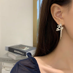 Butterfly Silver-Plated Stud Earrings with diamonds