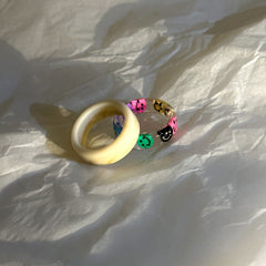 Gemstone and "Smile" Face Ring Sets