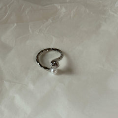 Pearl-Human Decorated Silver Ring