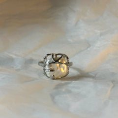 Silver-Plated Ring with Square Shape Pearl