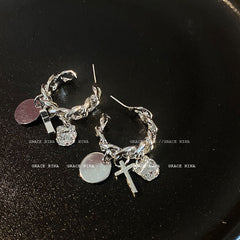 Silver C Hoop Earrings