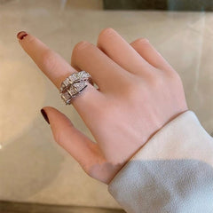 Silver Plated Diamond Snake Ring