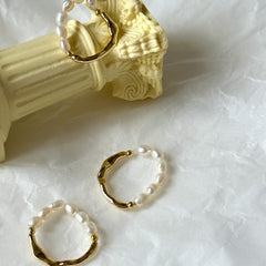1 Piece Gold-Plated Ring with Irregular Shape Pearls