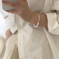Silver Plated Bracelet with Pearls
