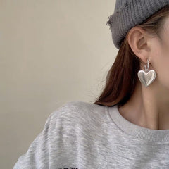 Silver Hoop Earrings with Removable Heart Pendant