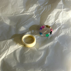 Gemstone and "Smile" Face Ring Sets