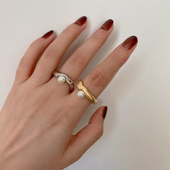 Gold and Silver Ring with Pearl