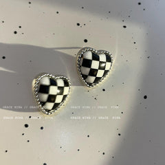 Chess Silver Plated Stud Earrings
