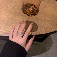 Silver Letter "V" Ring with diamonds