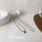 Bead and Curb Double Chain Pendant Necklace