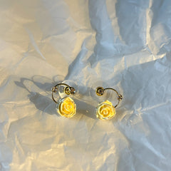 Gold Blossom Stud Earrings with Diamond