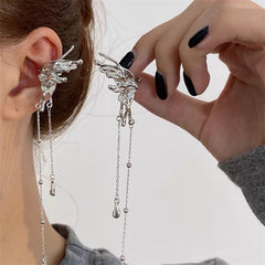 Angel Wing Drop Chain Ear Cuff