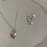 Pink Heart Crystal Necklace