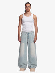 Denim Washed Distressed Barrel Jeans - 2511