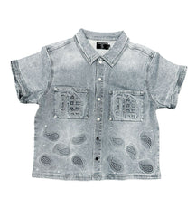 Mixed Emotions Paisley Denim Shirt Blue