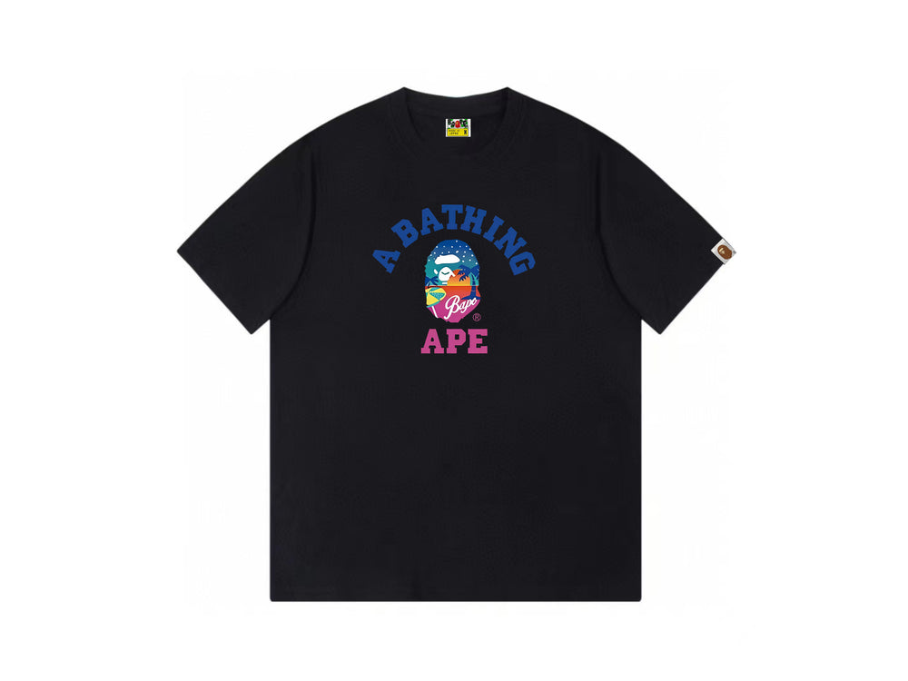 High version cross-border summer new trendy brand BAPE Little Ape Man letter seamless cylindrical 260G pure cotton short sleeved T-shirt (9)