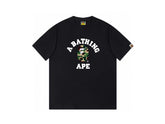 High version cross-border summer new trendy brand BAPE Little Ape Man letter seamless cylindrical 260G pure cotton short sleeved T-shirt (33)