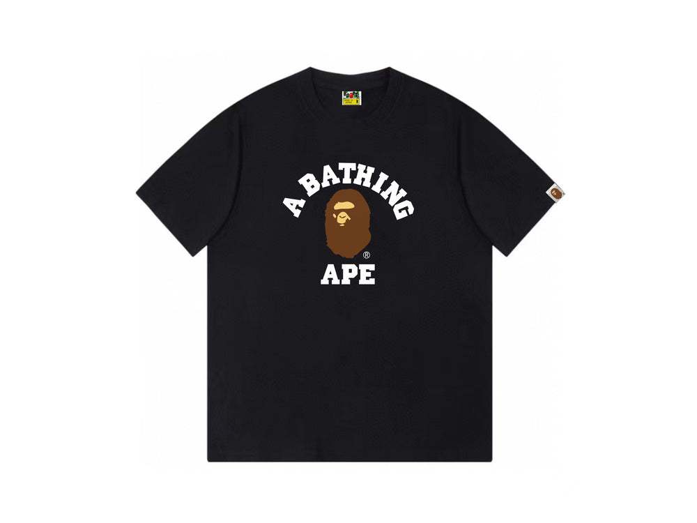 High version cross-border summer new trendy brand BAPE Little Ape Man letter seamless cylindrical 260G pure cotton short sleeved T-shirt (2)