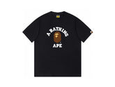 High version cross-border summer new trendy brand BAPE Little Ape Man letter seamless cylindrical 260G pure cotton short sleeved T-shirt (2)