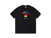 High version cross-border summer new trendy brand BAPE Little Ape Man letter seamless cylindrical 260G pure cotton short sleeved T-shirt (20)