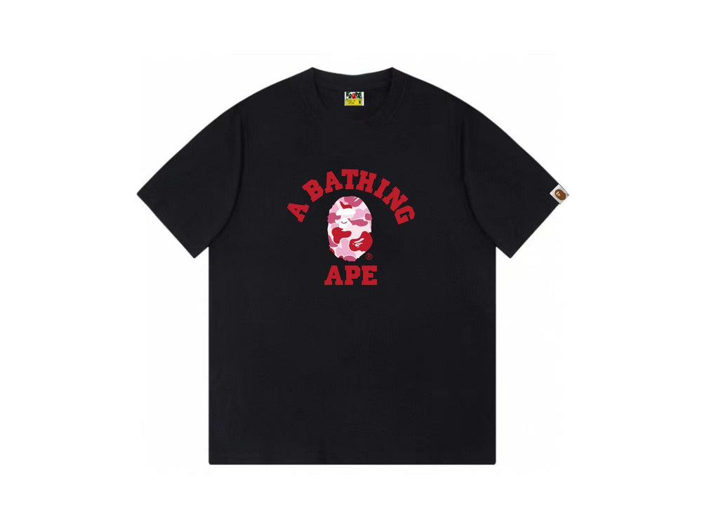 High version cross-border summer new trendy brand BAPE Little Ape Man letter seamless cylindrical 260G pure cotton short sleeved T-shirt (35)