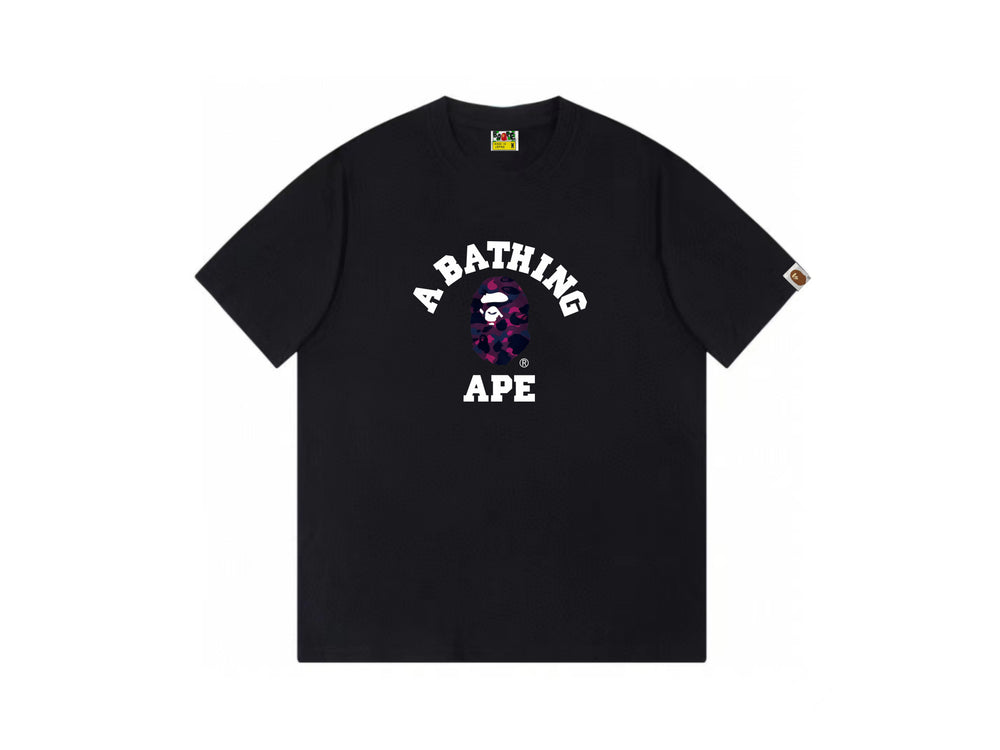 High version cross-border summer new trendy brand BAPE Little Ape Man letter seamless cylindrical 260G pure cotton short sleeved T-shirt (16)