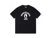 High version cross-border summer new trendy brand BAPE Little Ape Man letter seamless cylindrical 260G pure cotton short sleeved T-shirt (25)