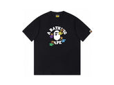 High version cross-border summer new trendy brand BAPE Little Ape Man letter seamless cylindrical 260G pure cotton short sleeved T-shirt (18)