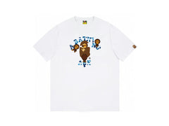 High version cross-border summer new trendy brand BAPE Little Ape Man letter seamless cylindrical 260G pure cotton short sleeved T-shirt (4)