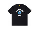 High version cross-border summer new trendy brand BAPE Little Ape Man letter seamless cylindrical 260G pure cotton short sleeved T-shirt (32)