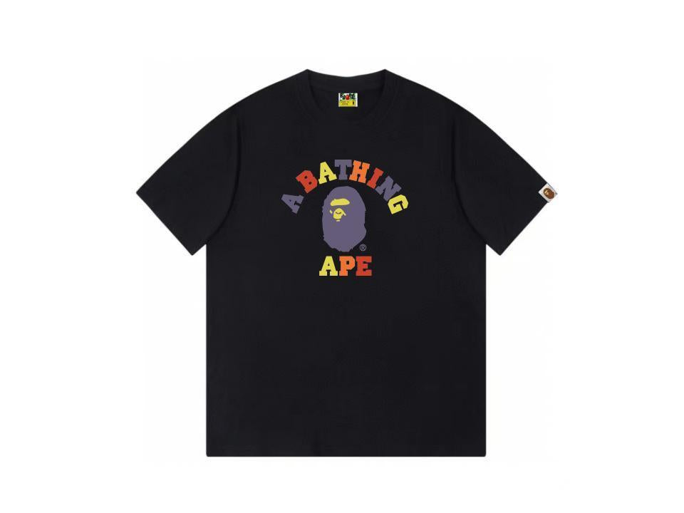 High version cross-border summer new trendy brand BAPE Little Ape Man letter seamless cylindrical 260G pure cotton short sleeved T-shirt (39)