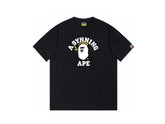 High version cross-border summer new trendy brand BAPE Little Ape Man letter seamless cylindrical 260G pure cotton short sleeved T-shirt (40)