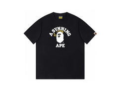 High version cross-border summer new trendy brand BAPE Little Ape Man letter seamless cylindrical 260G pure cotton short sleeved T-shirt (40)