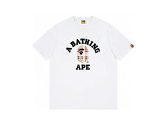High version cross-border summer new trendy brand BAPE Little Ape Man letter seamless cylindrical 260G pure cotton short sleeved T-shirt (27)