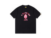 High version cross-border summer new trendy brand BAPE Little Ape Man letter seamless cylindrical 260G pure cotton short sleeved T-shirt (24)