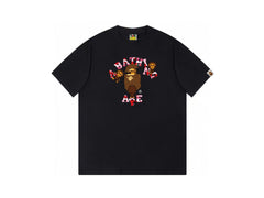High version cross-border summer new trendy brand BAPE Little Ape Man letter seamless cylindrical 260G pure cotton short sleeved T-shirt (6)