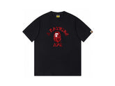 High version cross-border summer new trendy brand BAPE Little Ape Man letter seamless cylindrical 260G pure cotton short sleeved T-shirt (31)