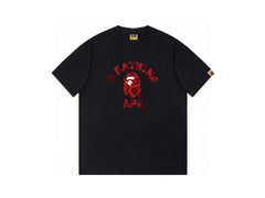 High version cross-border summer new trendy brand BAPE Little Ape Man letter seamless cylindrical 260G pure cotton short sleeved T-shirt (31)