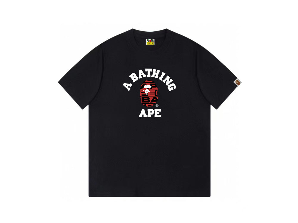High version cross-border summer new trendy brand BAPE Little Ape Man letter seamless cylindrical 260G pure cotton short sleeved T-shirt (7)