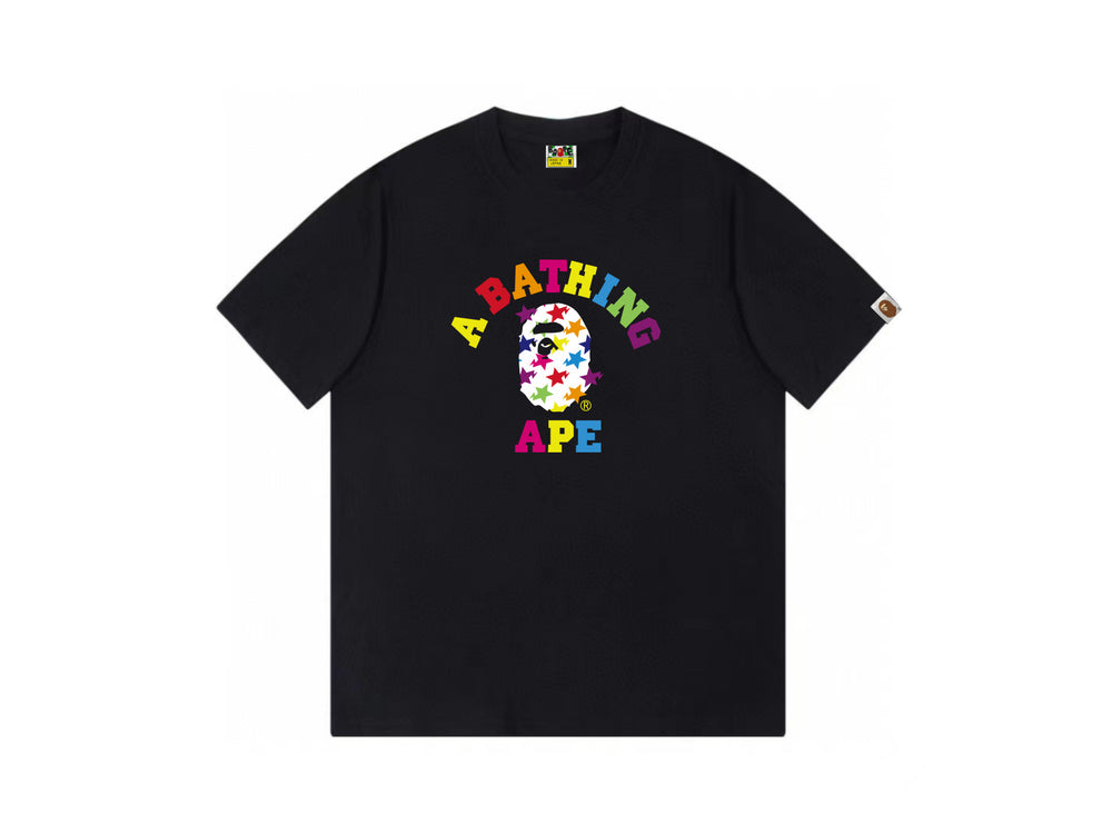 High version cross-border summer new trendy brand BAPE Little Ape Man letter seamless cylindrical 260G pure cotton short sleeved T-shirt (21)