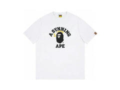 High version cross-border summer new trendy brand BAPE Little Ape Man letter seamless cylindrical 260G pure cotton short sleeved T-shirt (40)