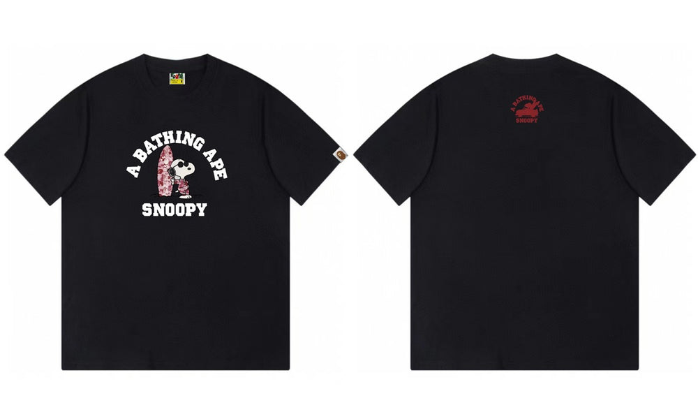 High version cross-border summer new trendy brand BAPE Little Ape Man letter seamless cylindrical 260G pure cotton short sleeved T-shirt (19)