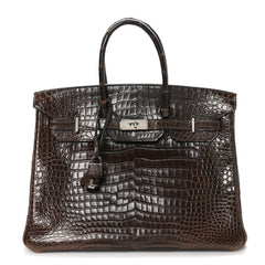 Shiny Porosus Crocodile Birkin 35 Havane