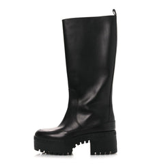 Calfskin Laureate Platform High Boots 36 Black