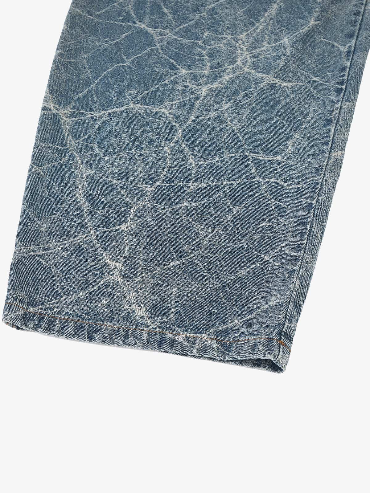 Retro Crackle-Washed Barrel Jeans
