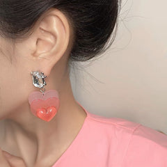 Pink Heart Drop Earrings