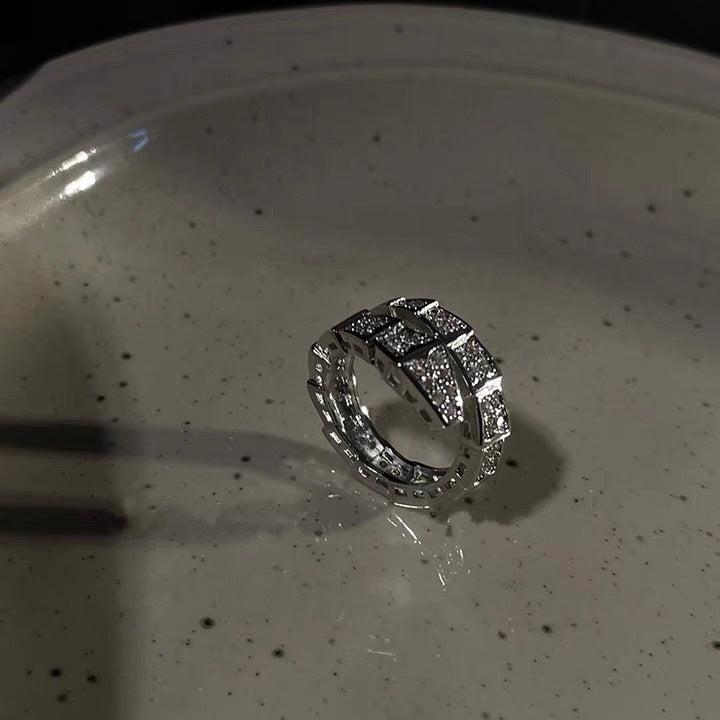 Silver Plated Diamond Snake Ring
